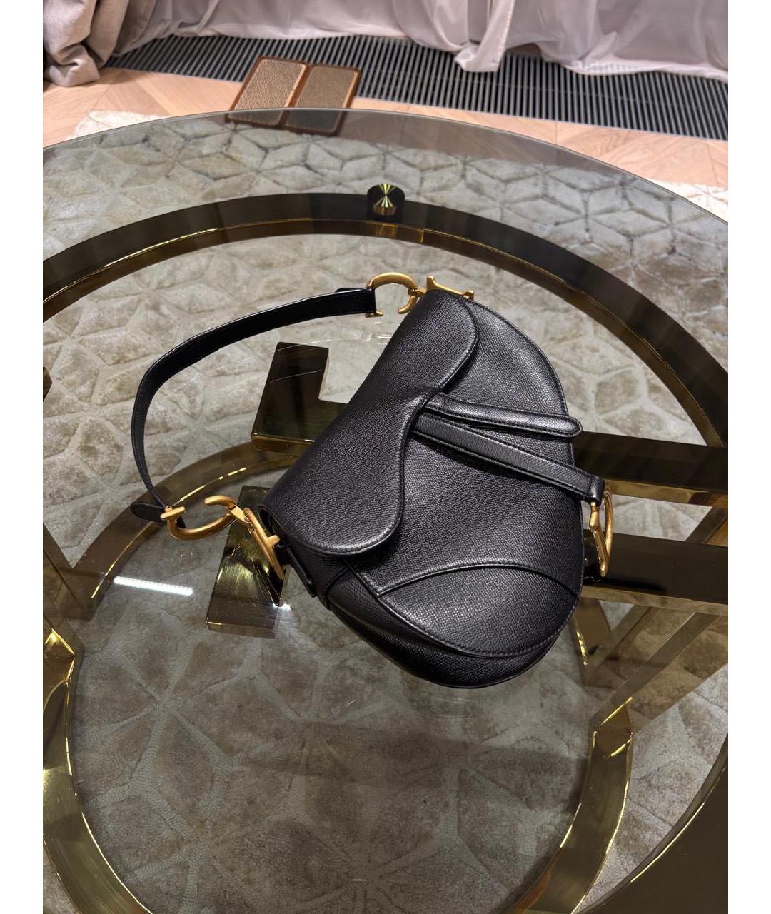 CHRISTIAN DIOR Черная кожаная сумка с короткими ручками, фото 2