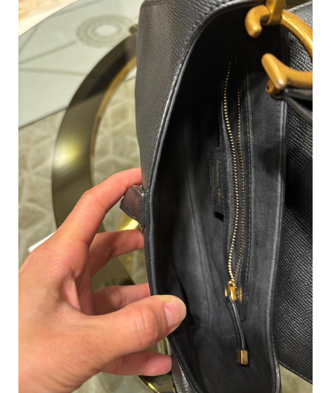 CHRISTIAN DIOR Черная кожаная сумка с короткими ручками, фото 5