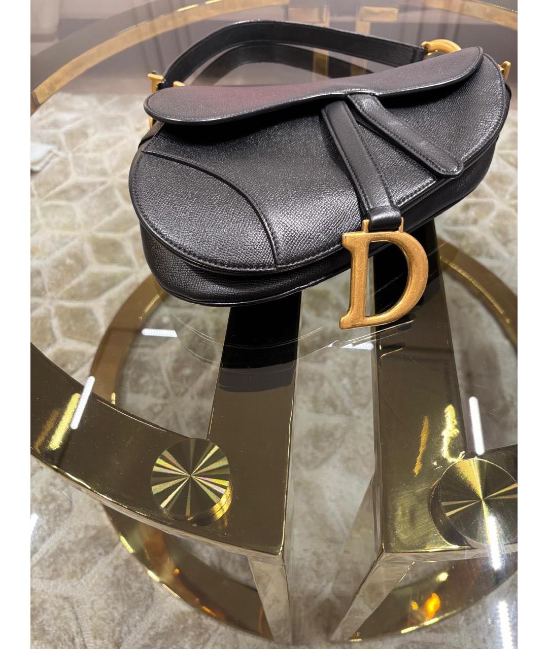 CHRISTIAN DIOR Черная кожаная сумка с короткими ручками, фото 7