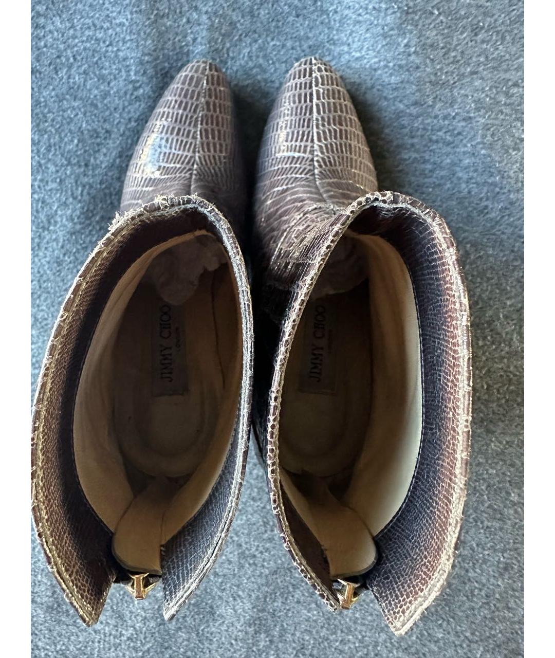 JIMMY CHOO Коричневые ботильоны из экзотической кожи, фото 3