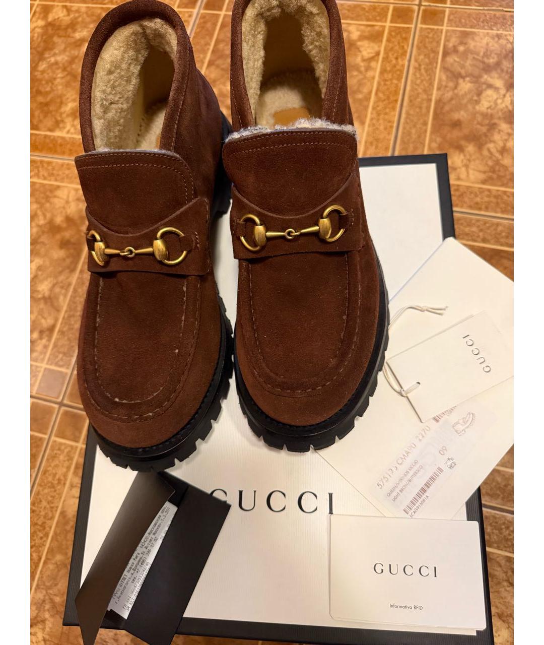 GUCCI Коричневые замшевые высокие ботинки, фото 6