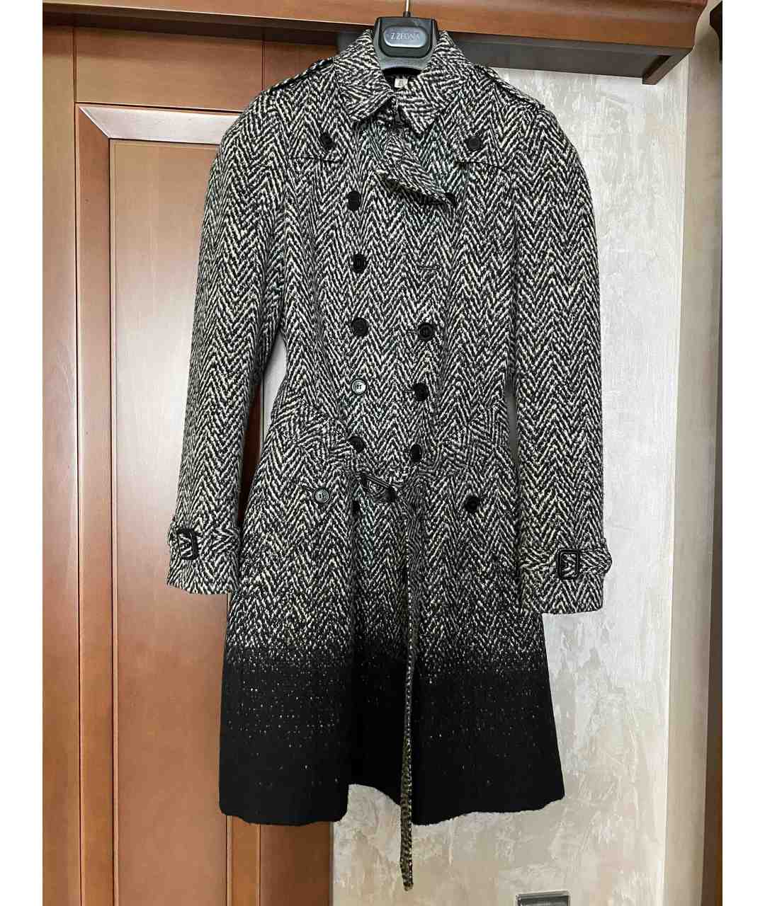 BURBERRY Серое шерстяное пальто, фото 9