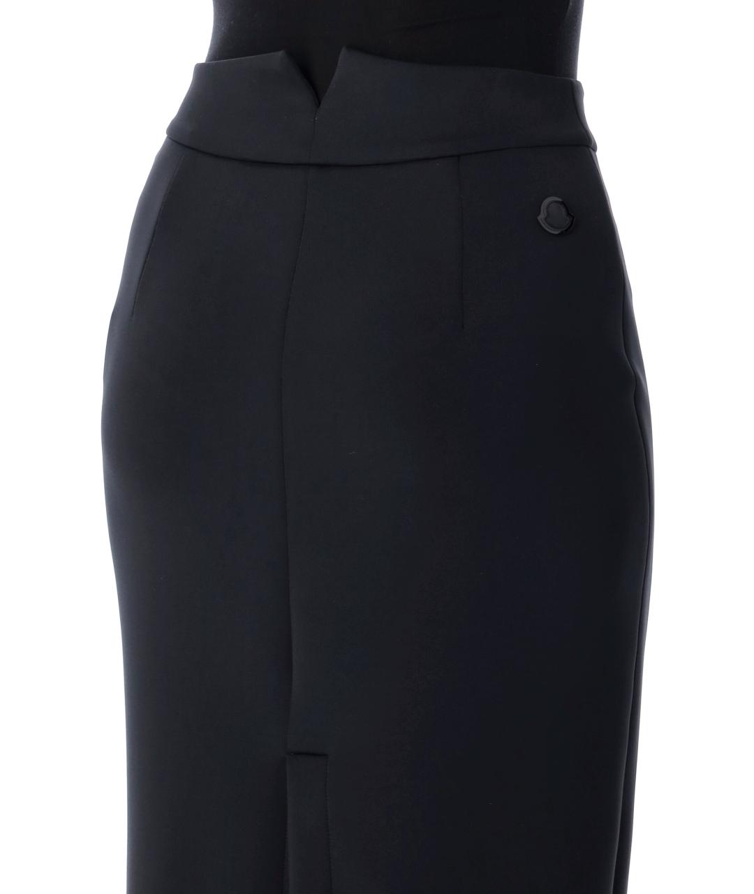 MONCLER Черная полиэстеровая юбка миди, фото 3