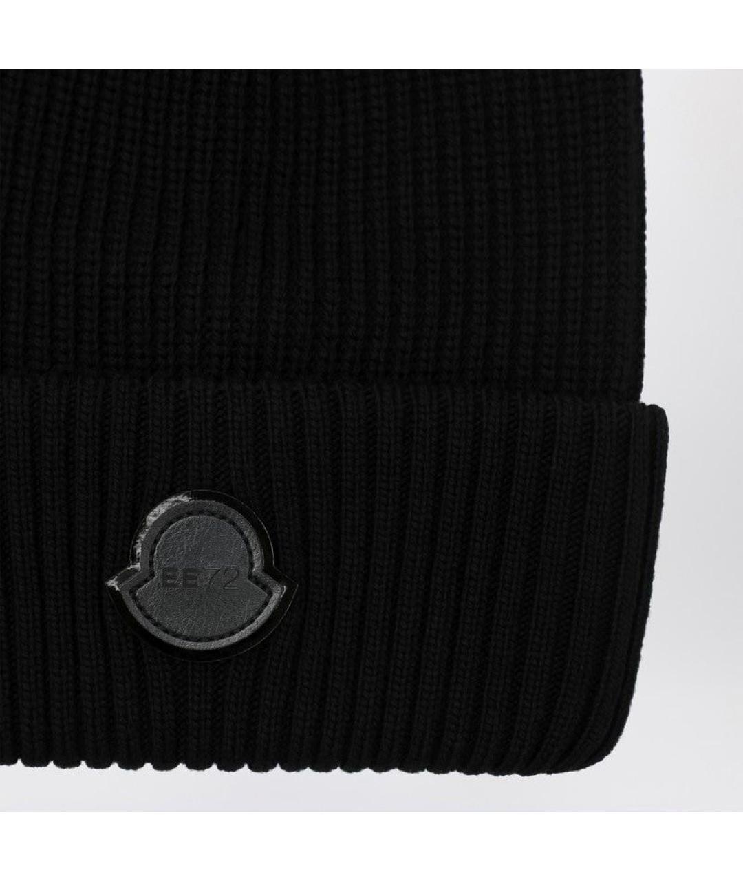 MONCLER Черная шерстяная шапка, фото 2
