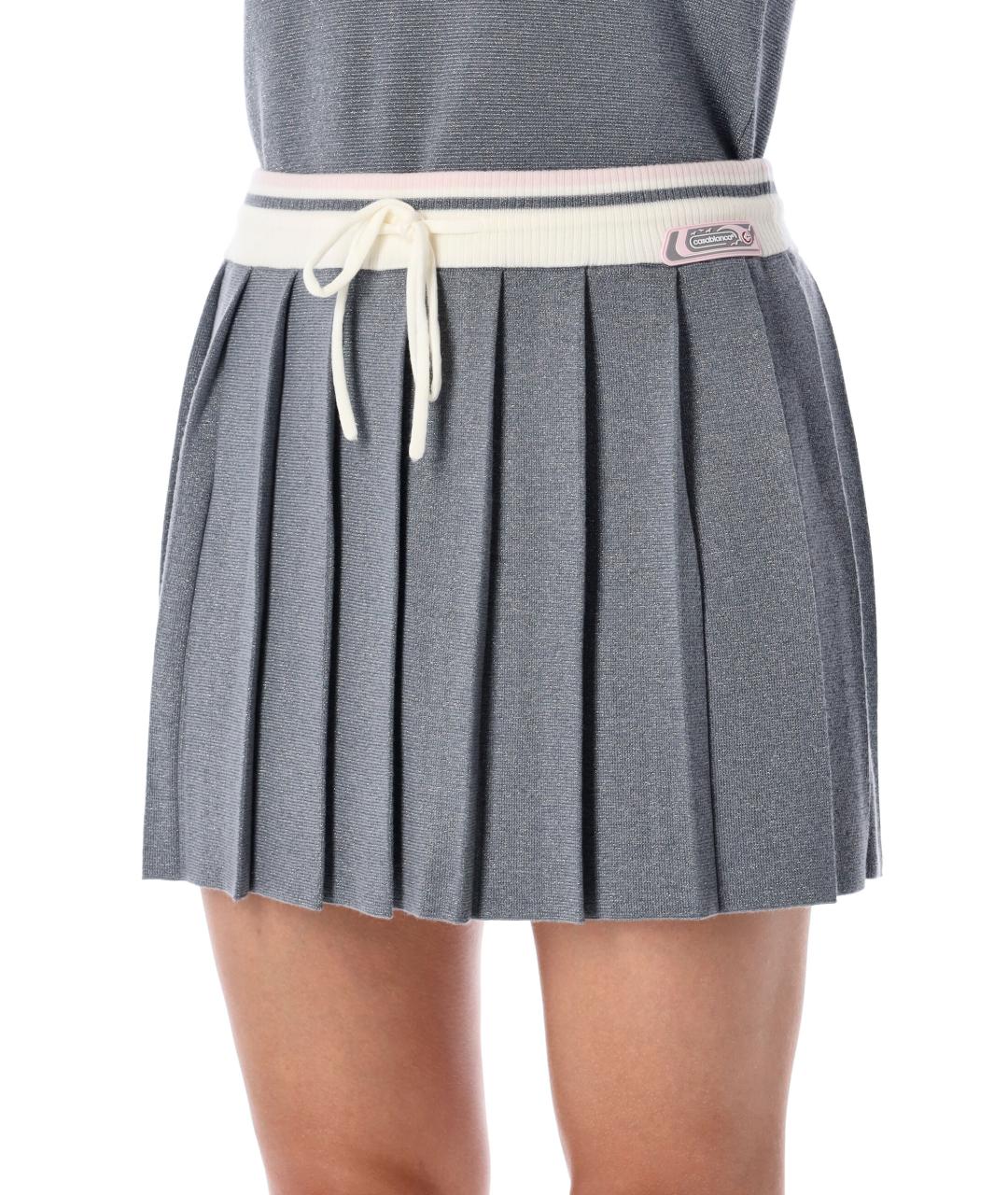 CASABLANCA Серебряная шерстяная юбка мини, фото 3