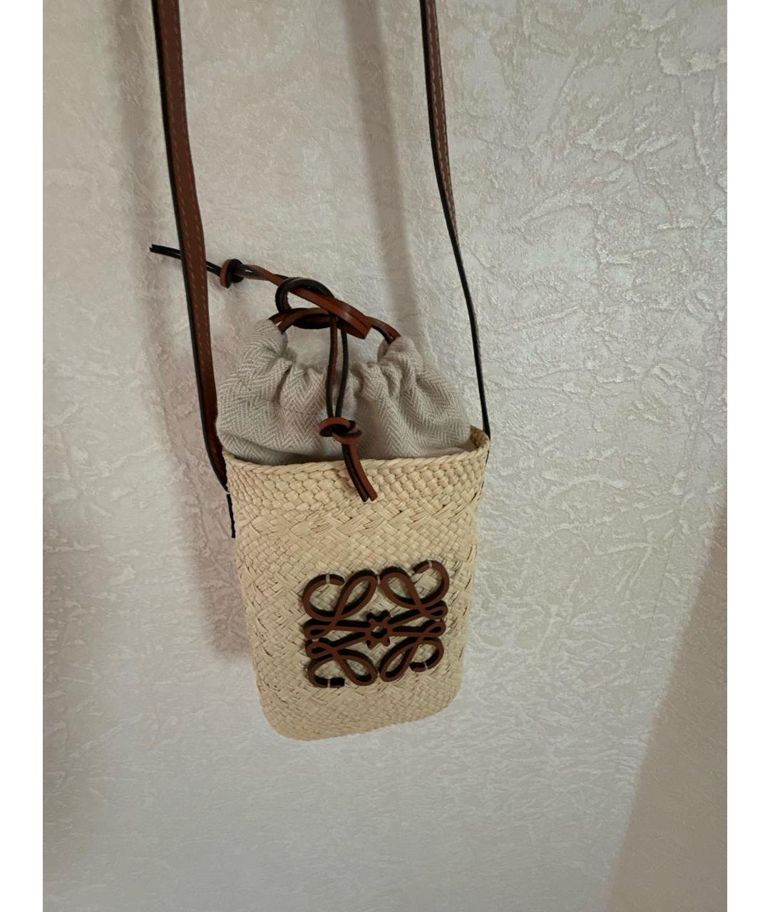 LOEWE Бежевая пелетеная пляжная сумка, фото 4