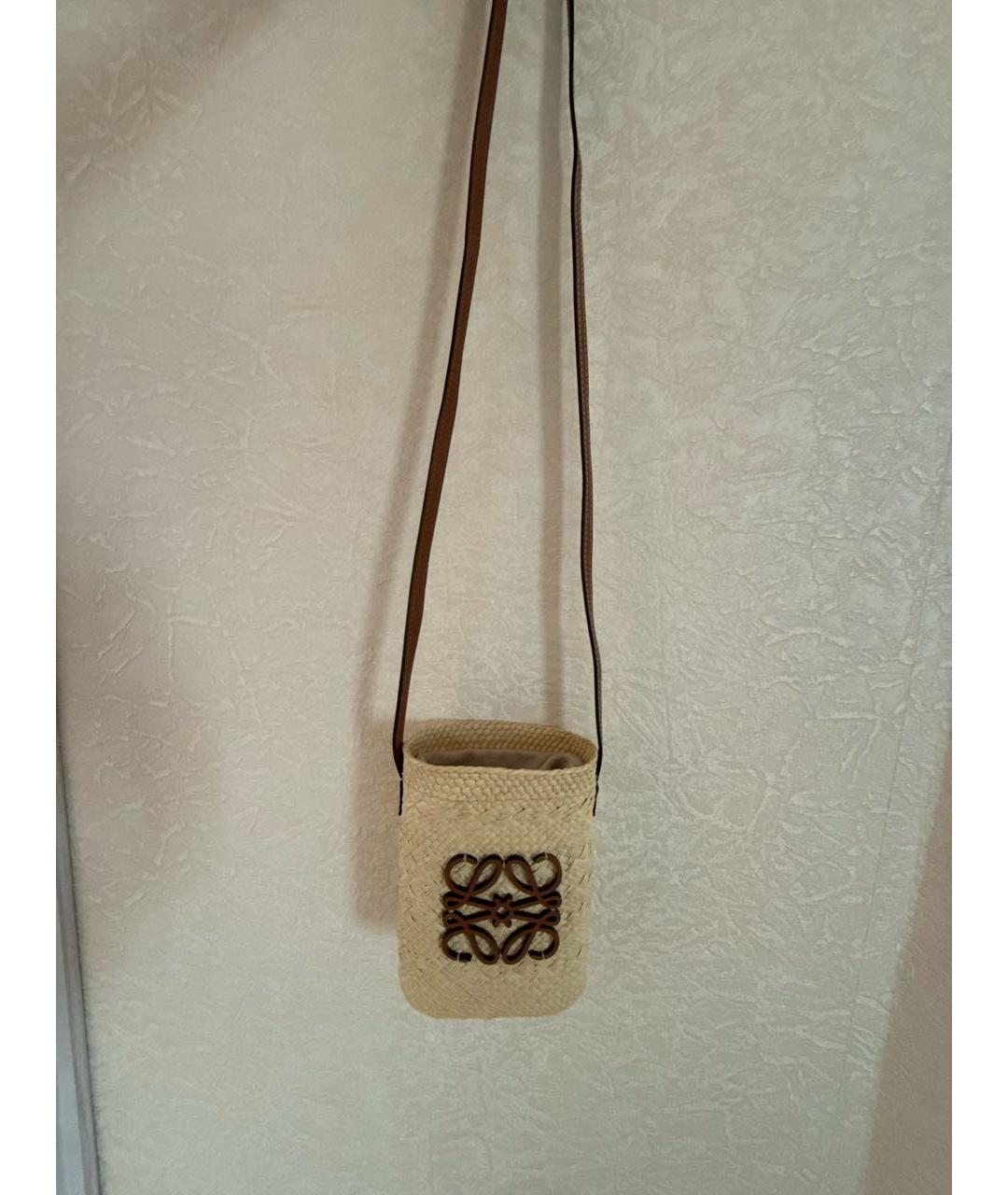 LOEWE Бежевая пелетеная пляжная сумка, фото 5