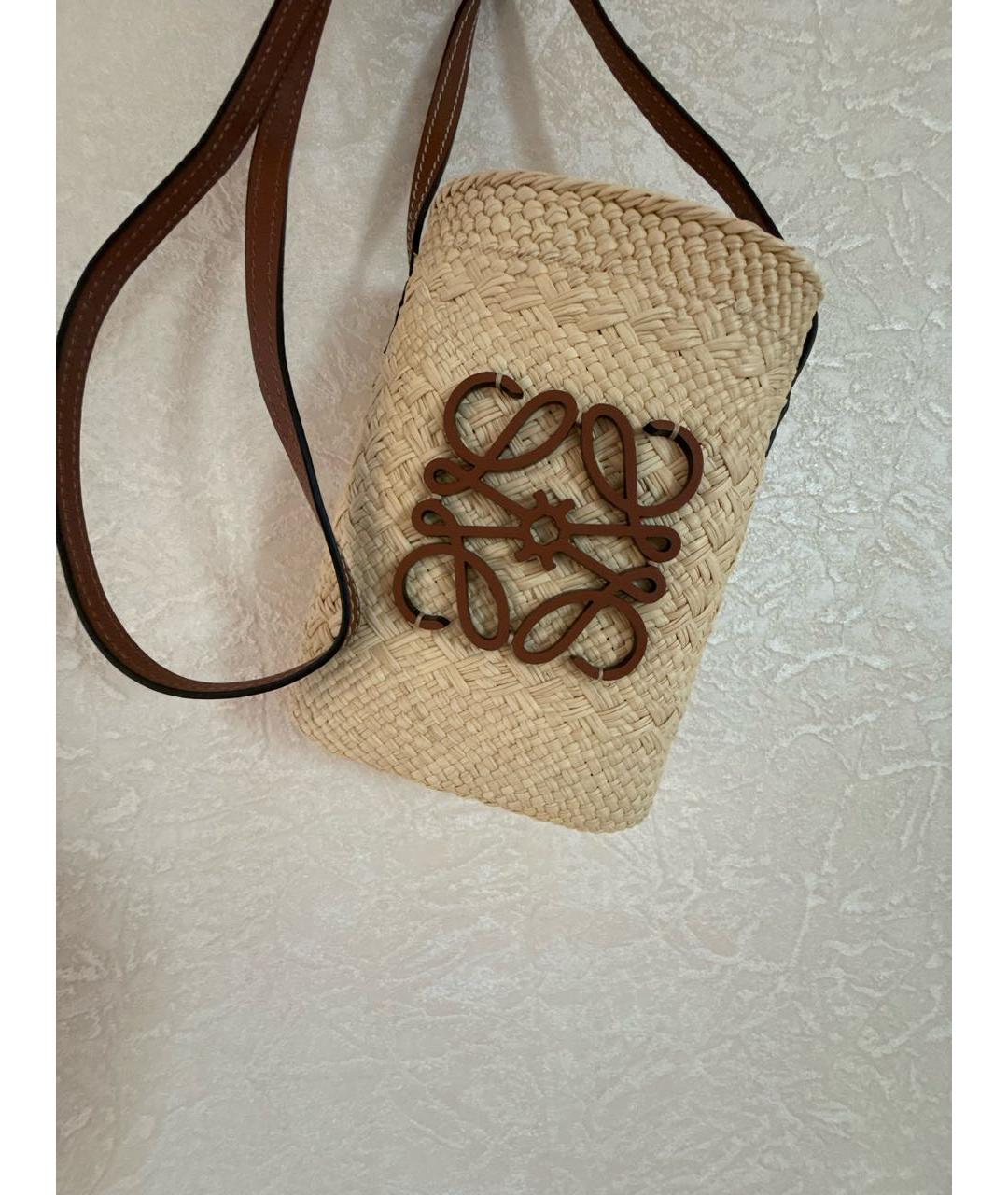 LOEWE Бежевая пелетеная пляжная сумка, фото 2
