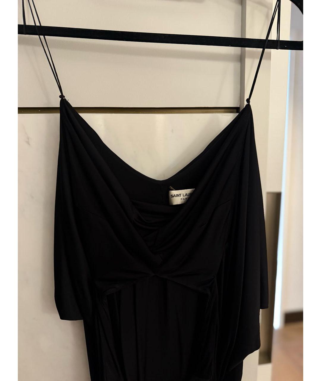 SAINT LAURENT Черное хлопковое вечернее платье, фото 3