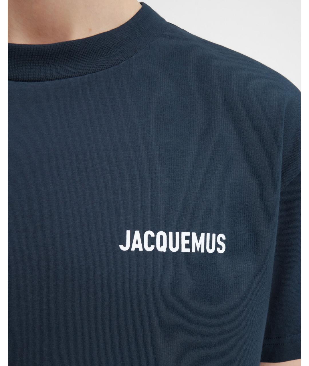 JACQUEMUS Темно-синяя хлопковая футболка, фото 6