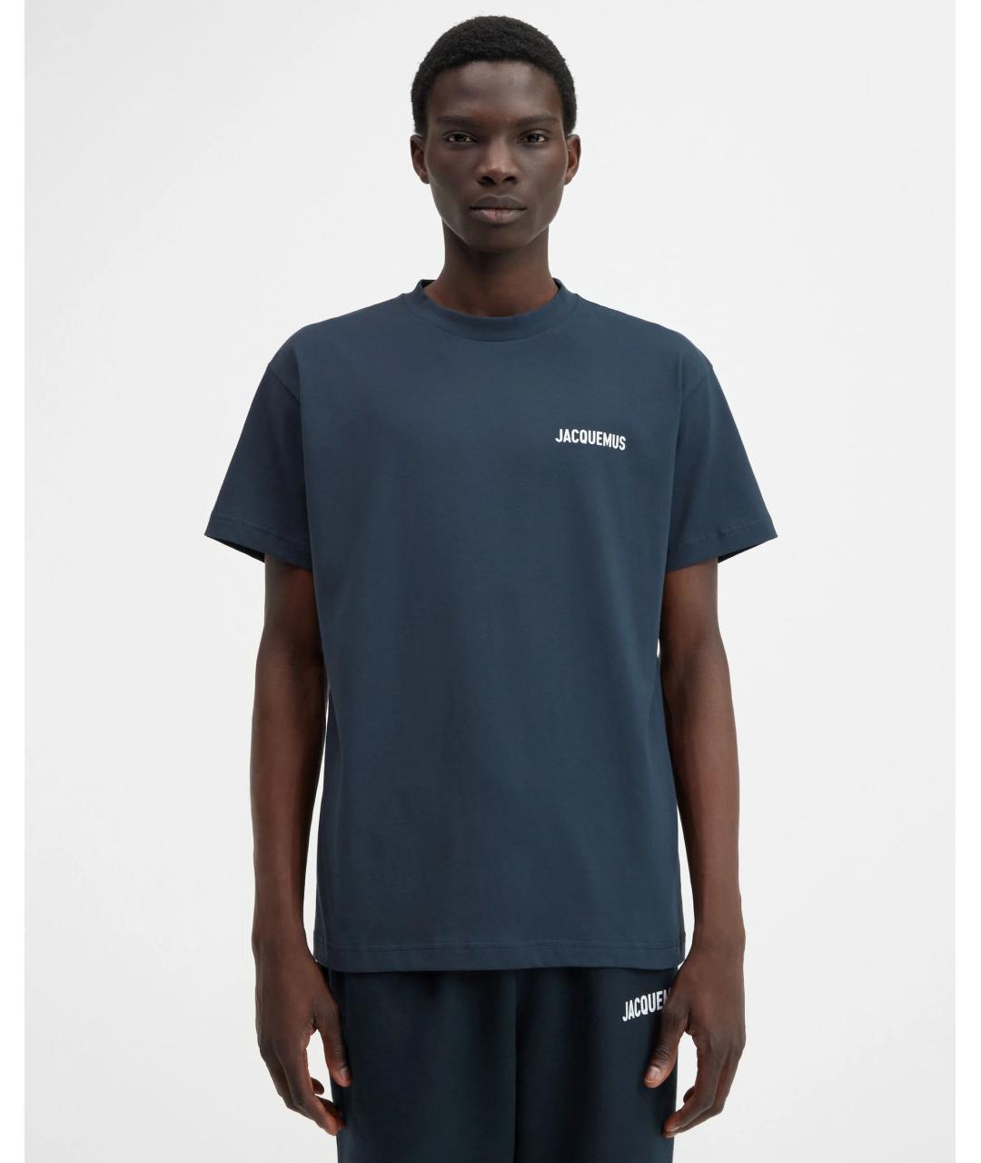 JACQUEMUS Темно-синяя хлопковая футболка, фото 2