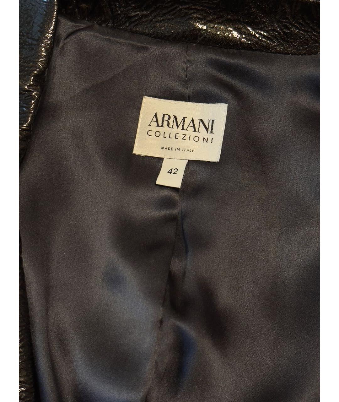 ARMANI COLLEZIONI Антрацитовая кожаная куртка, фото 2