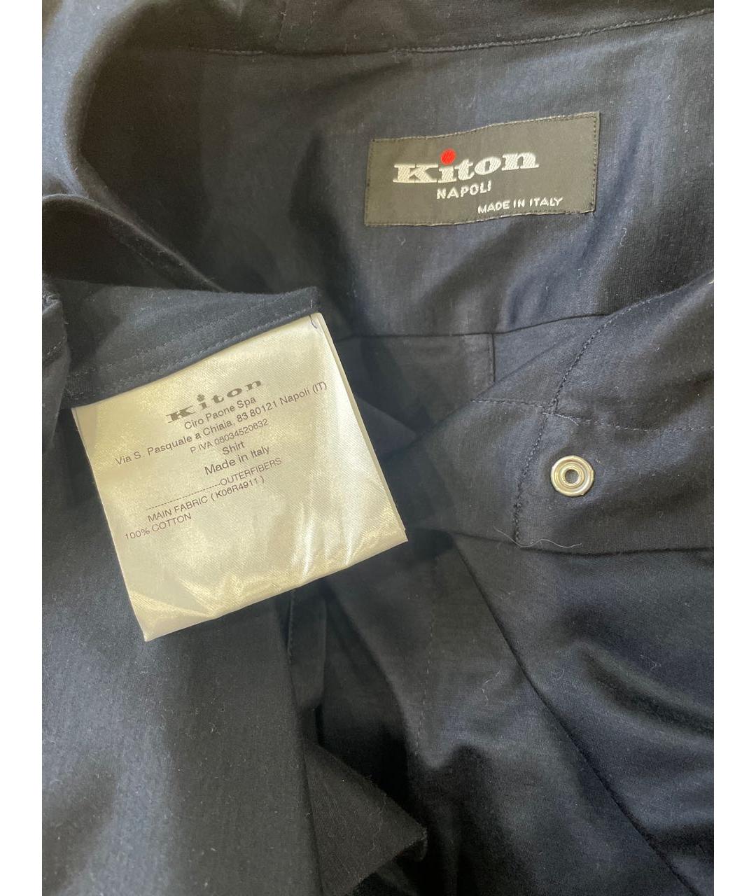 KITON Темно-синяя хлопковая кэжуал рубашка, фото 6