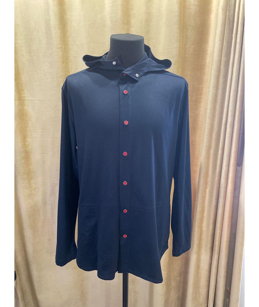 KITON Темно-синяя хлопковая кэжуал рубашка, фото 7