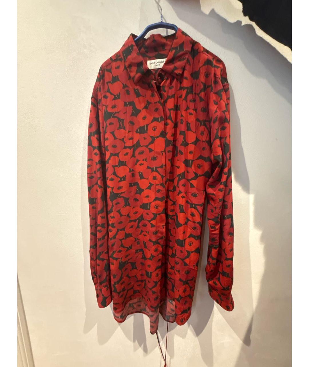 SAINT LAURENT Красная шелковая рубашка, фото 6