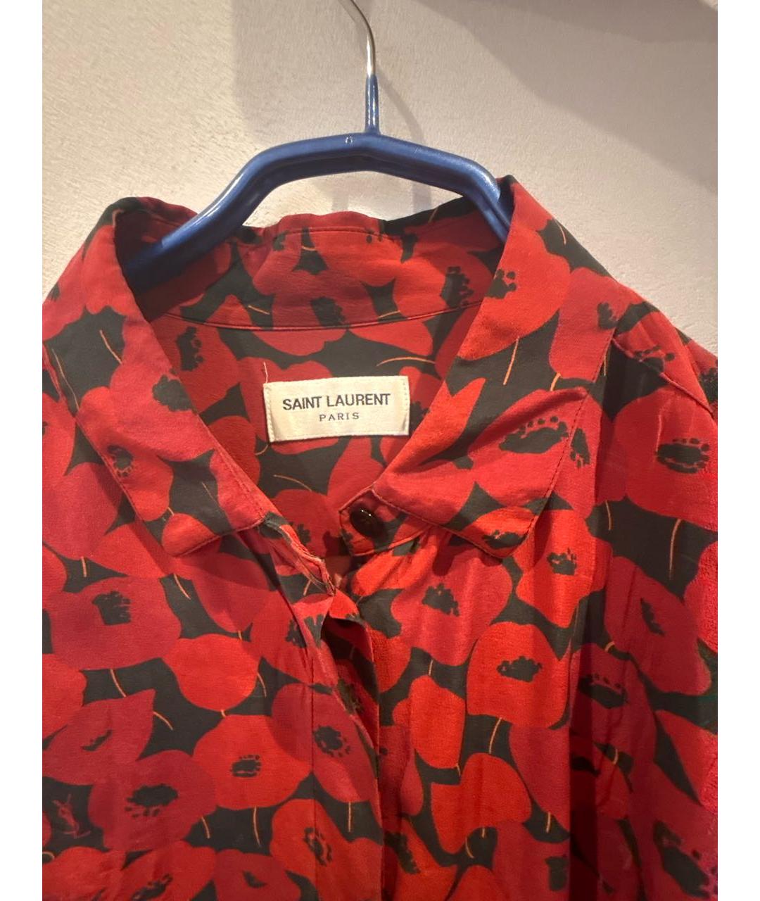 SAINT LAURENT Красная шелковая рубашка, фото 3