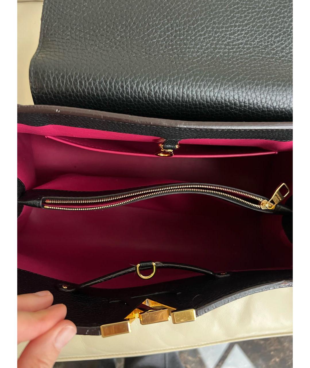 LOUIS VUITTON Черная кожаная сумка с короткими ручками, фото 4