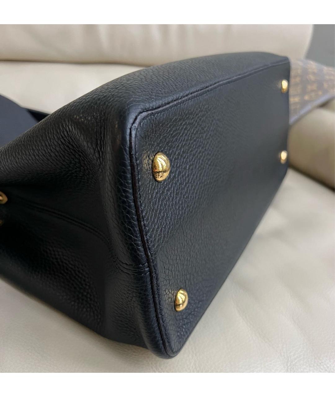 LOUIS VUITTON Черная кожаная сумка с короткими ручками, фото 6
