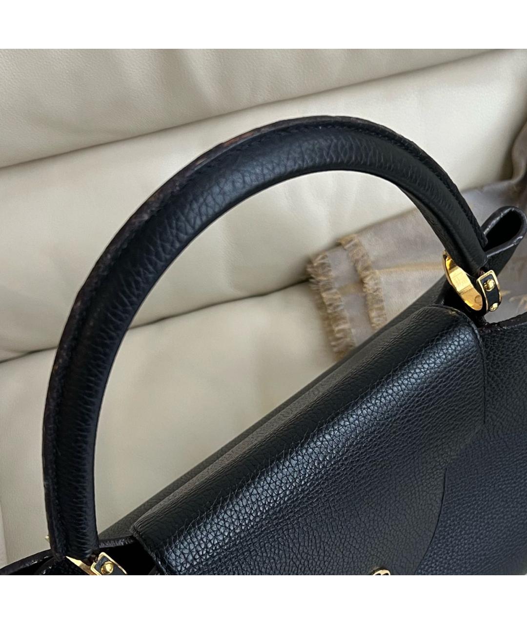 LOUIS VUITTON Черная кожаная сумка с короткими ручками, фото 8