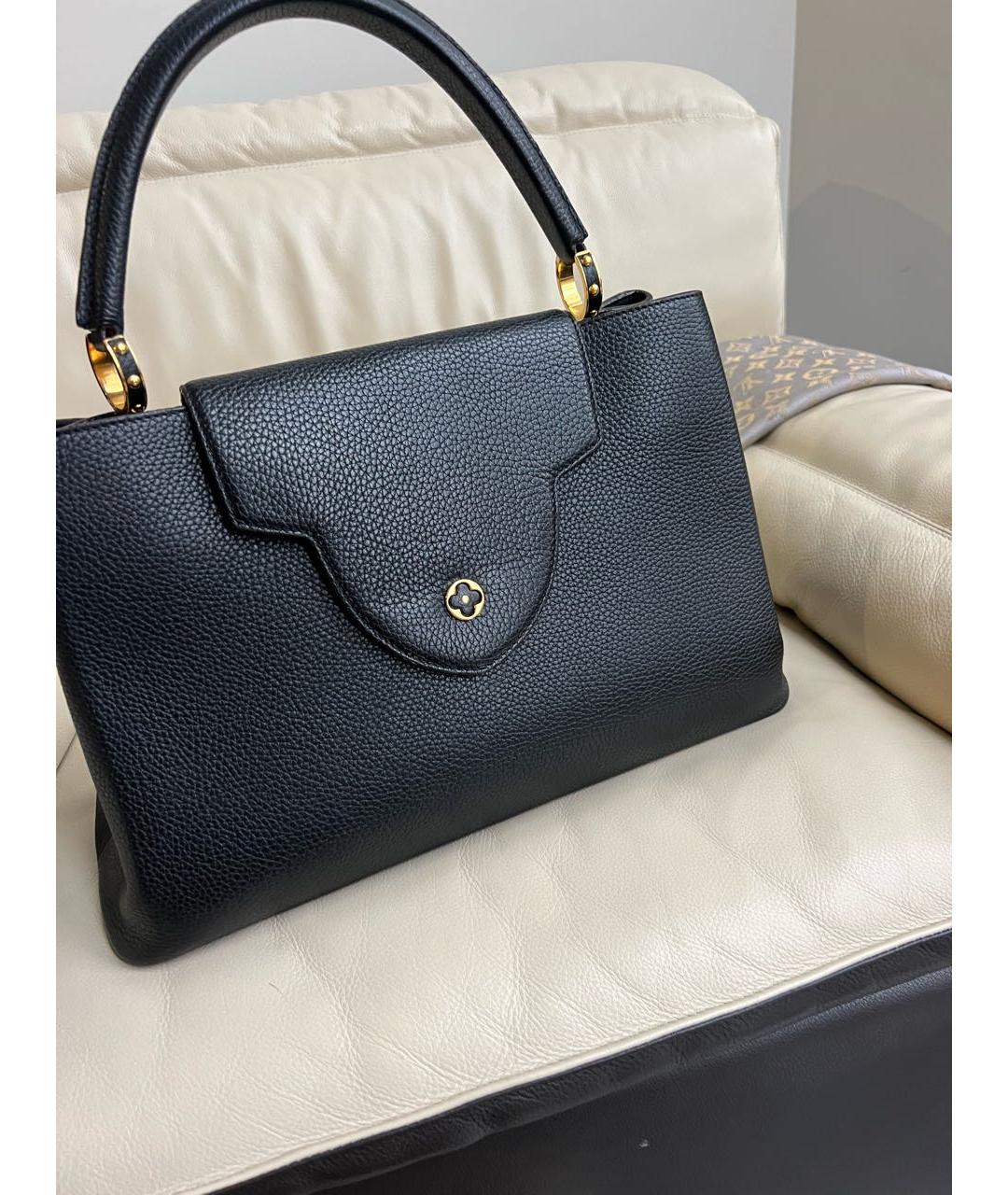 LOUIS VUITTON Черная кожаная сумка с короткими ручками, фото 5