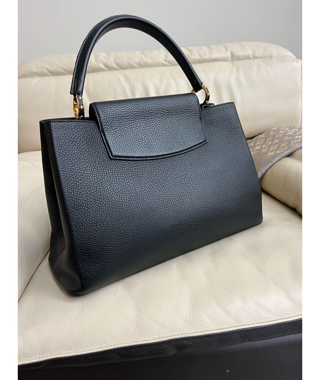 LOUIS VUITTON Черная кожаная сумка с короткими ручками, фото 3