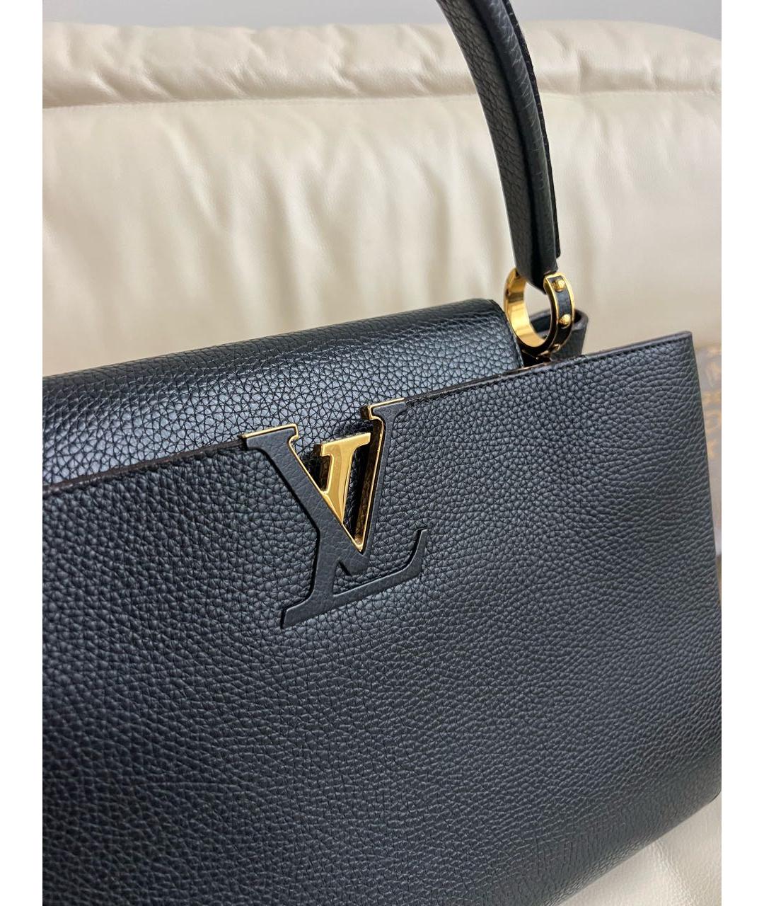 LOUIS VUITTON Черная кожаная сумка с короткими ручками, фото 7