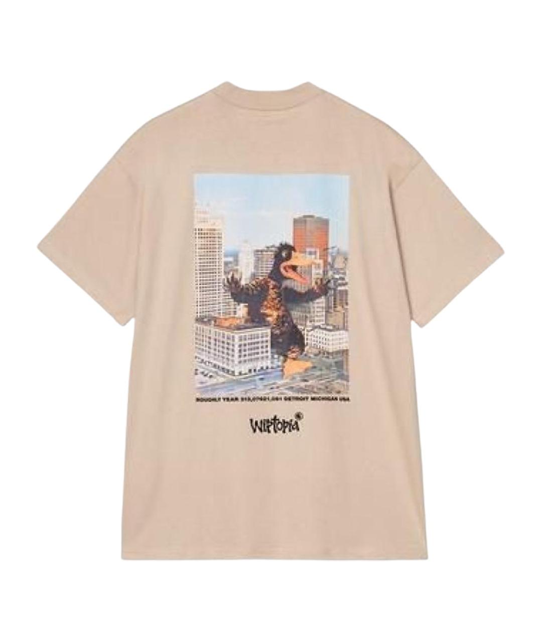 CARHARTT WIP Бежевая хлопковая футболка, фото 2