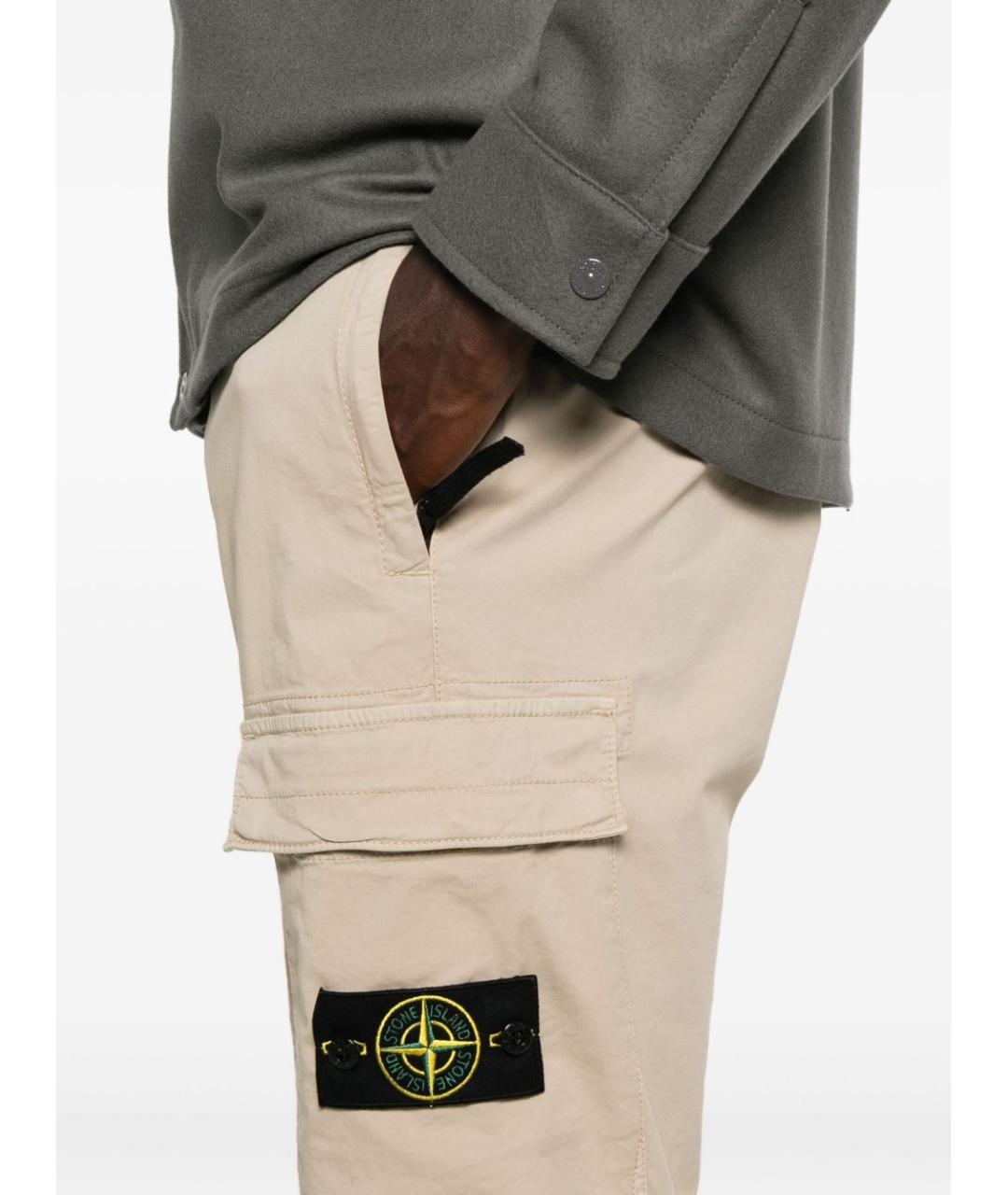 STONE ISLAND Бежевые хлопковые повседневные брюки, фото 3
