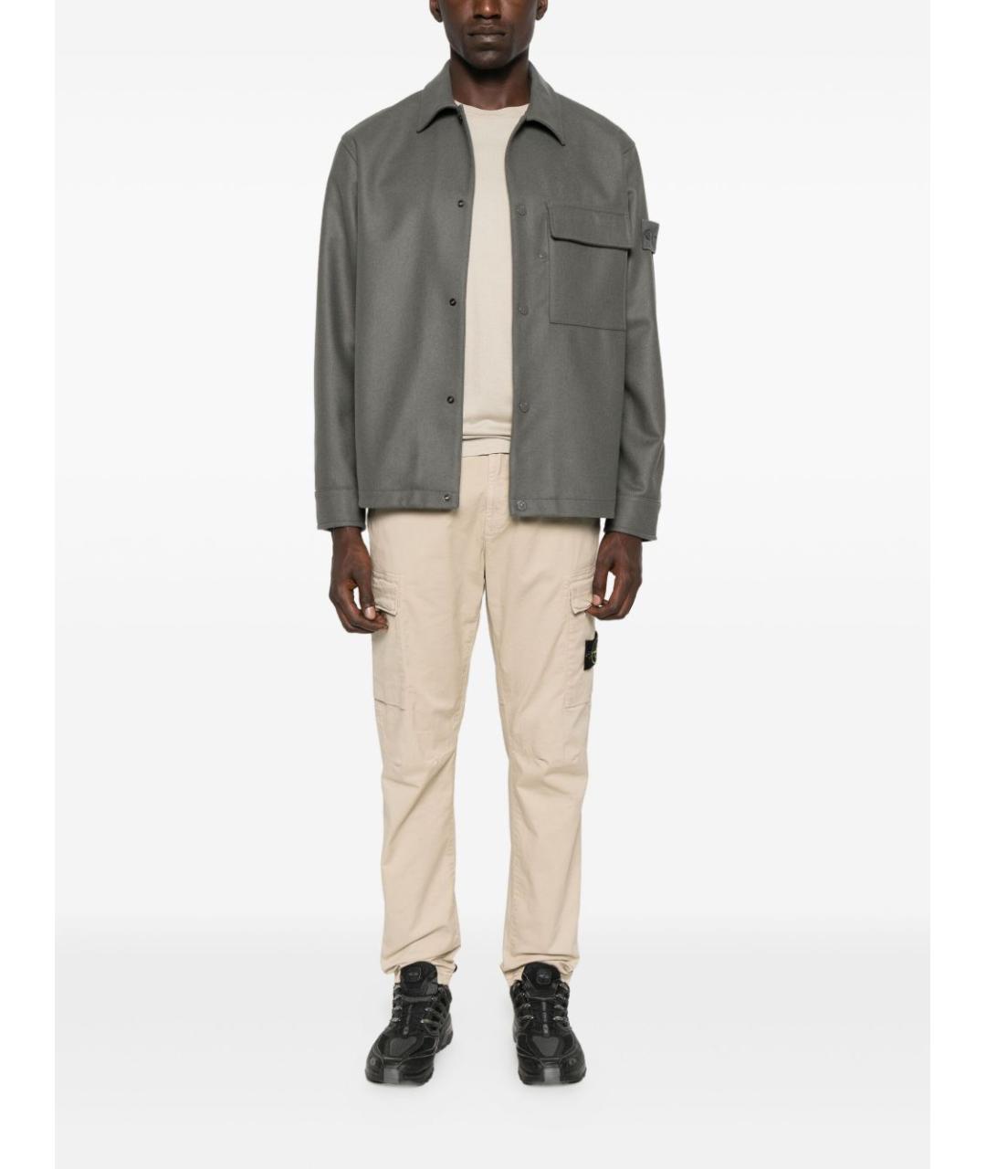 STONE ISLAND Бежевые хлопковые повседневные брюки, фото 4