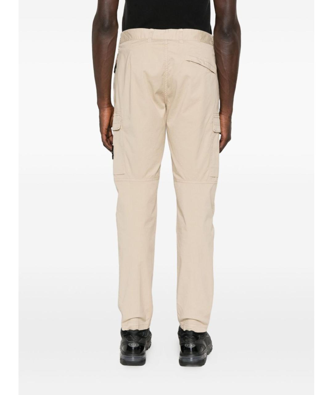 STONE ISLAND Бежевые хлопковые повседневные брюки, фото 2