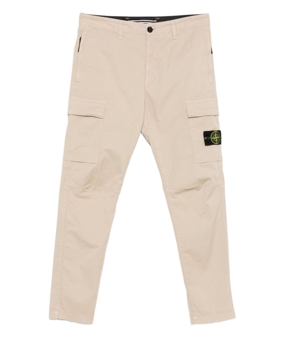 STONE ISLAND Бежевые хлопковые повседневные брюки, фото 1
