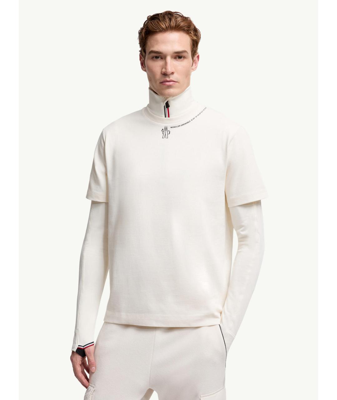 MONCLER Бежевая хлопковая футболка, фото 4