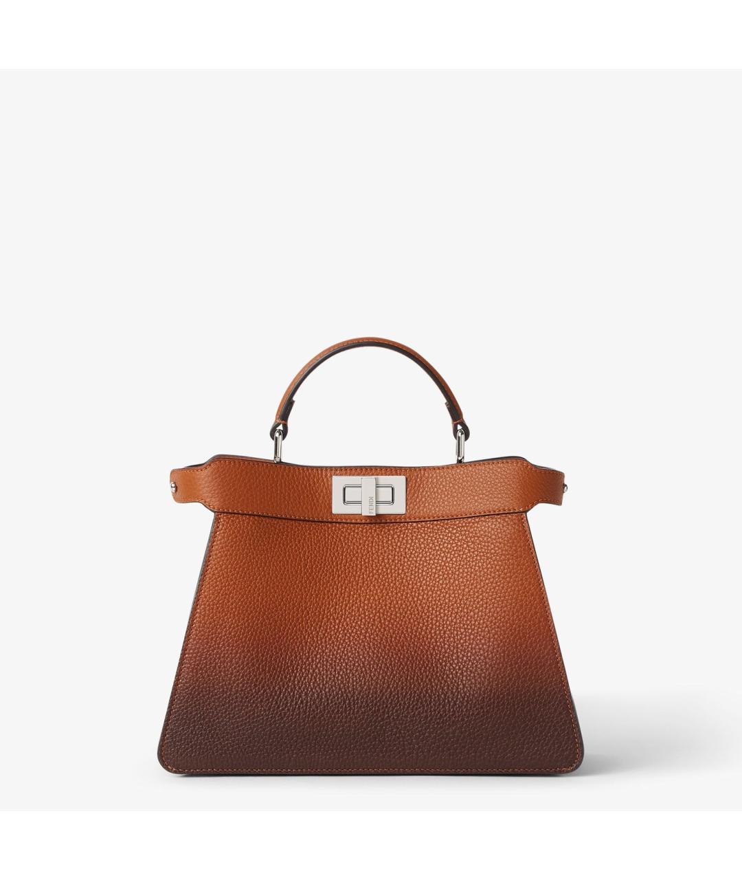 FENDI Коричневая кожаная сумка тоут, фото 6