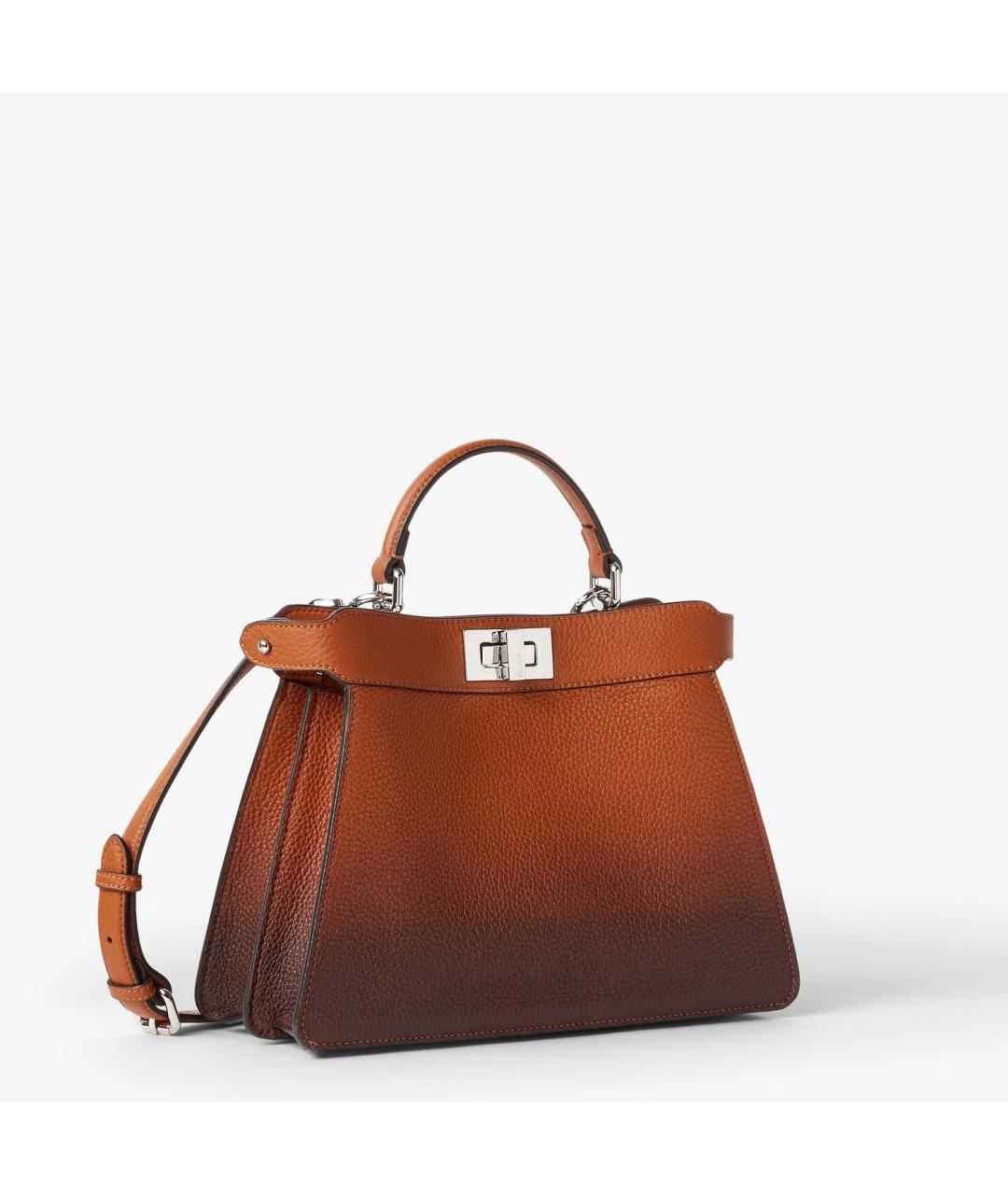 FENDI Коричневая кожаная сумка тоут, фото 2