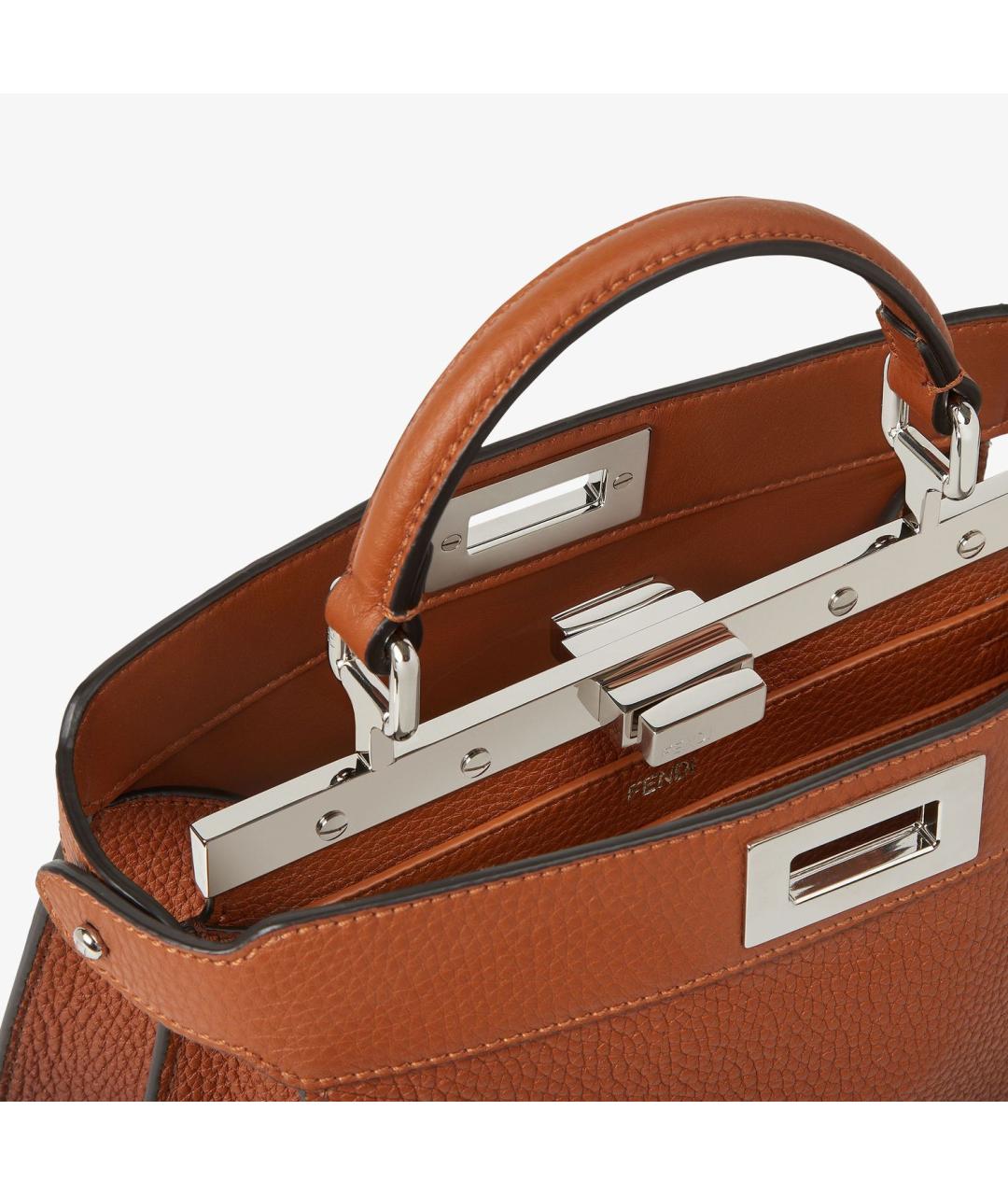 FENDI Коричневая кожаная сумка тоут, фото 5