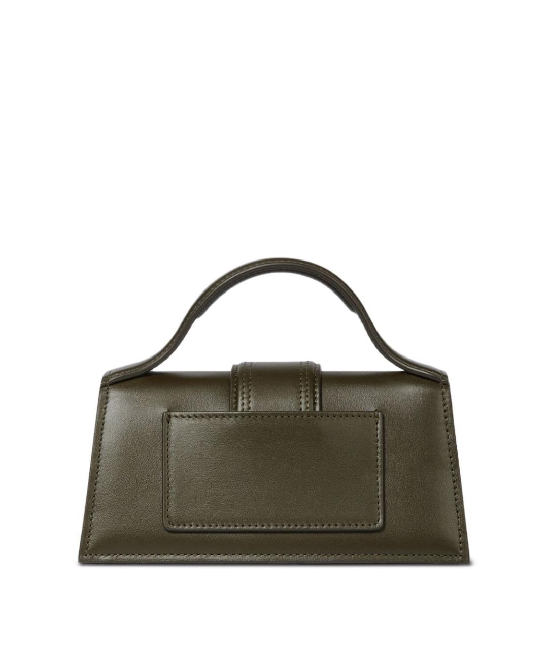 JACQUEMUS Хаки кожаная сумка с короткими ручками, фото 2
