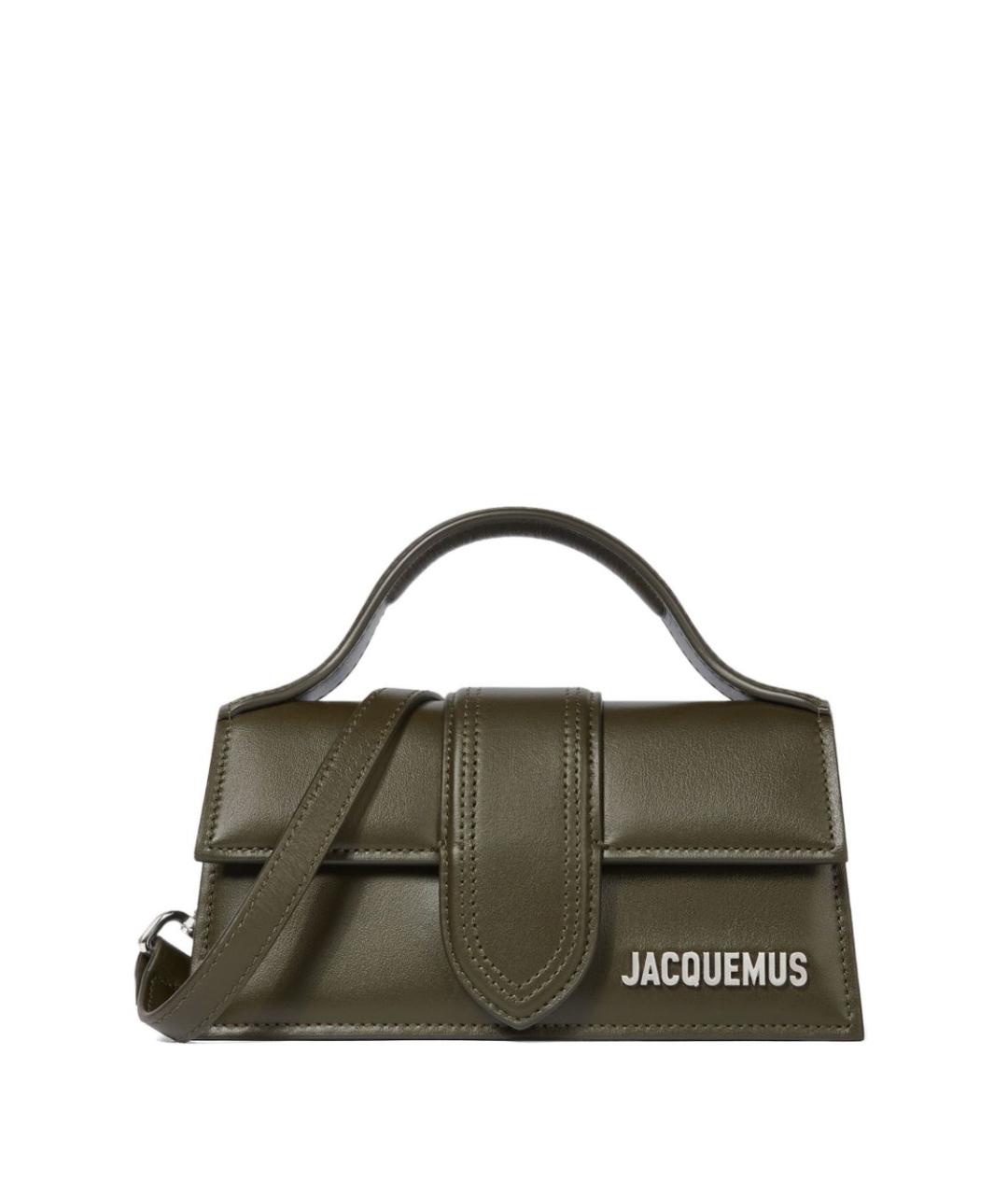 JACQUEMUS Хаки кожаная сумка с короткими ручками, фото 1