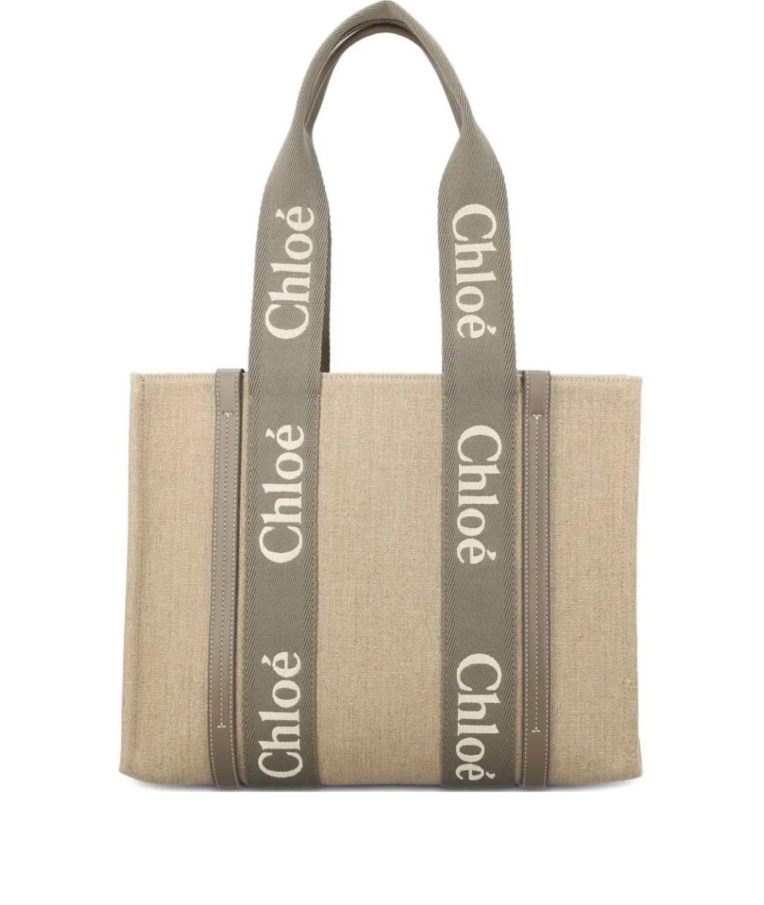 CHLOE Бежевая льняная сумка тоут, фото 1
