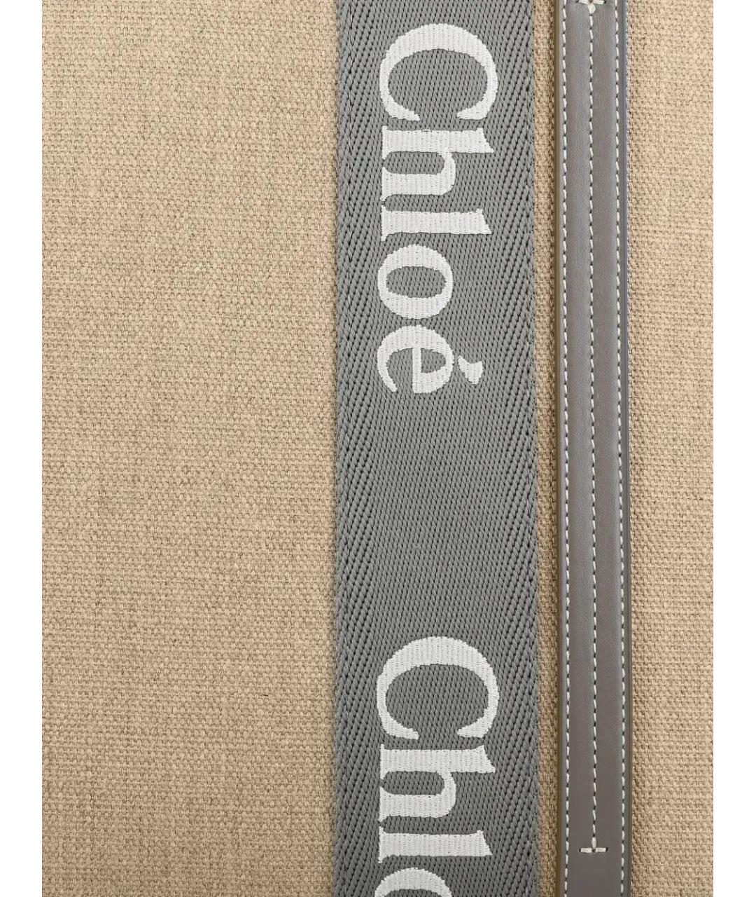 CHLOE Бежевая льняная сумка тоут, фото 4