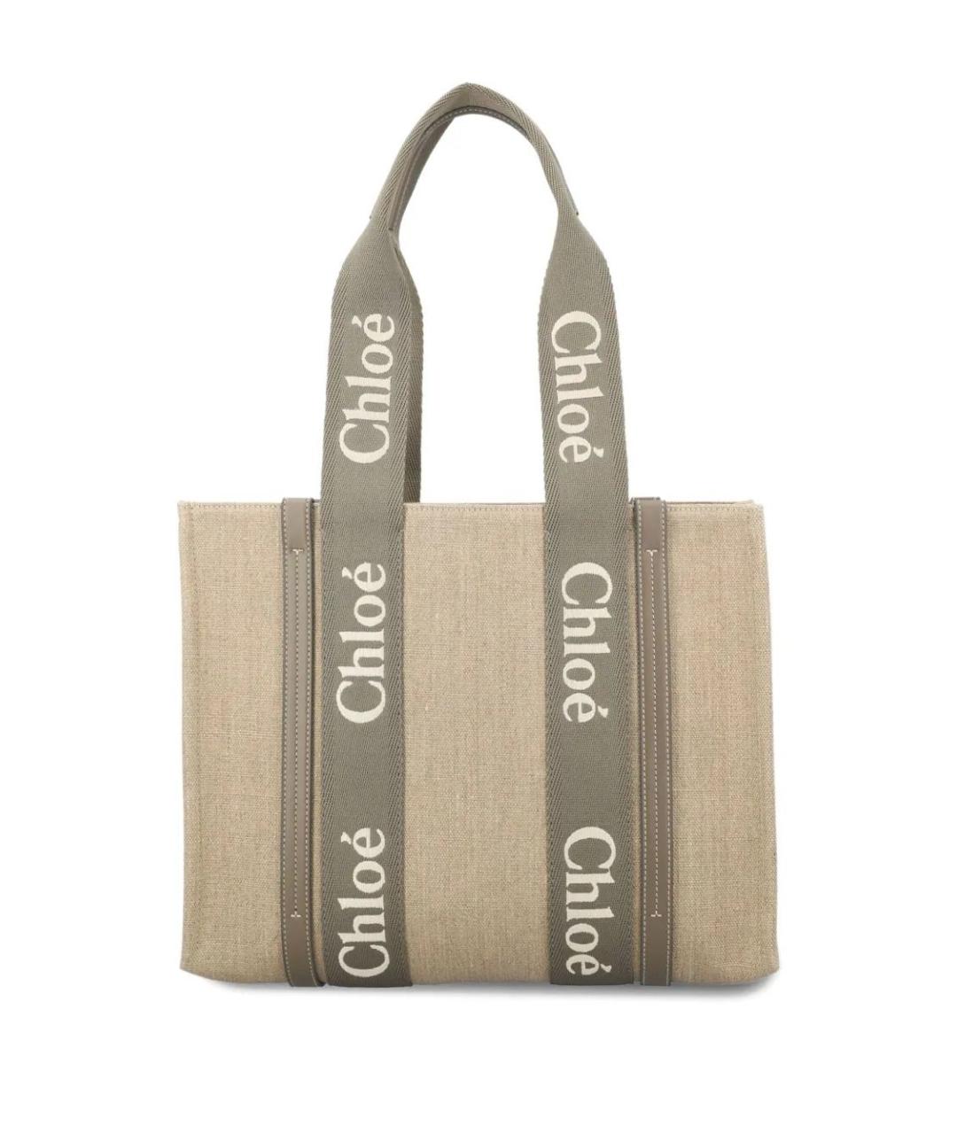 CHLOE Бежевая льняная сумка тоут, фото 3
