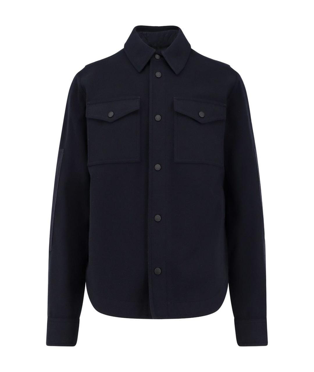 MONCLER Темно-синяя полиэстеровая куртка, фото 1