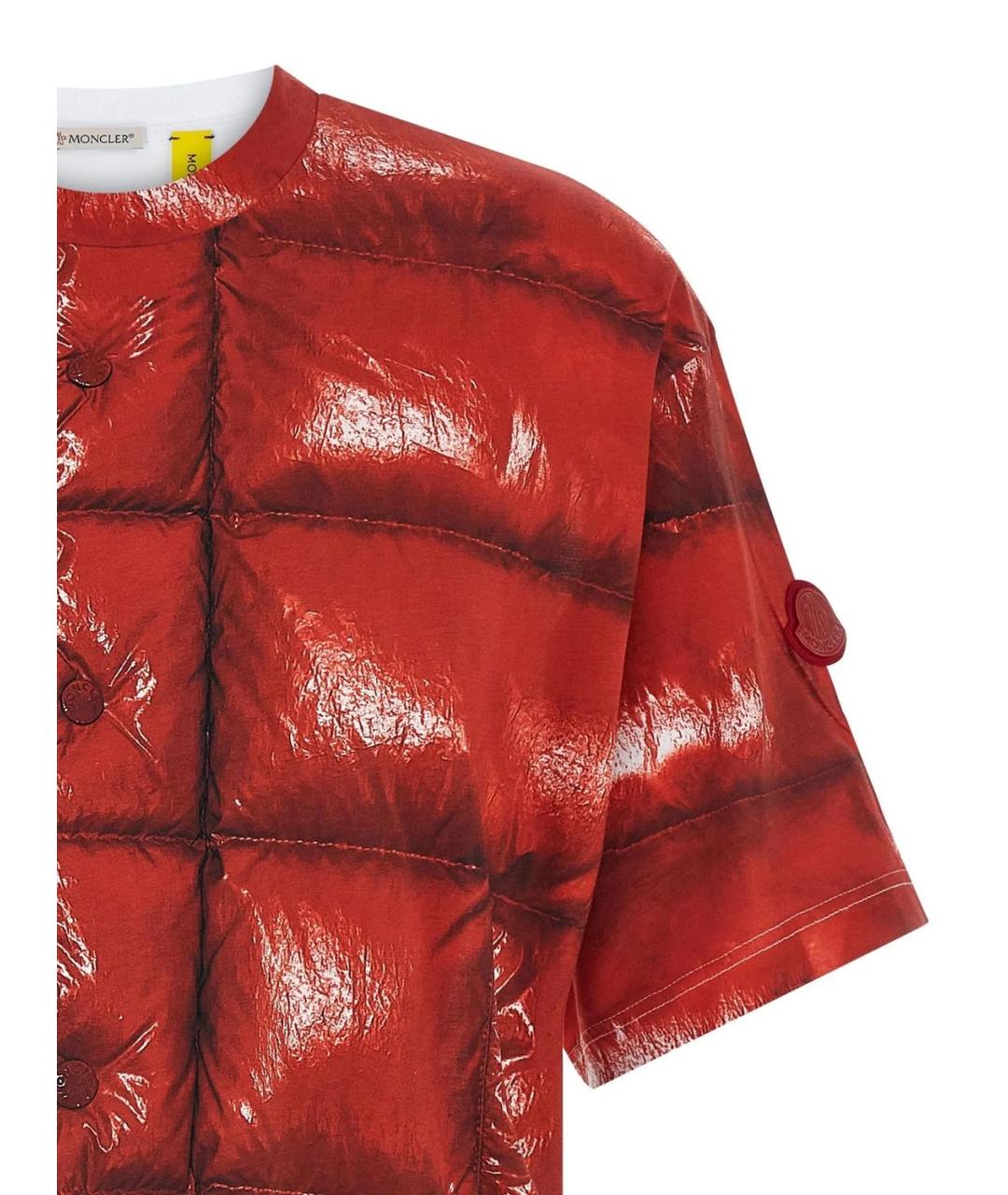 MONCLER Красная хлопковая футболка, фото 3