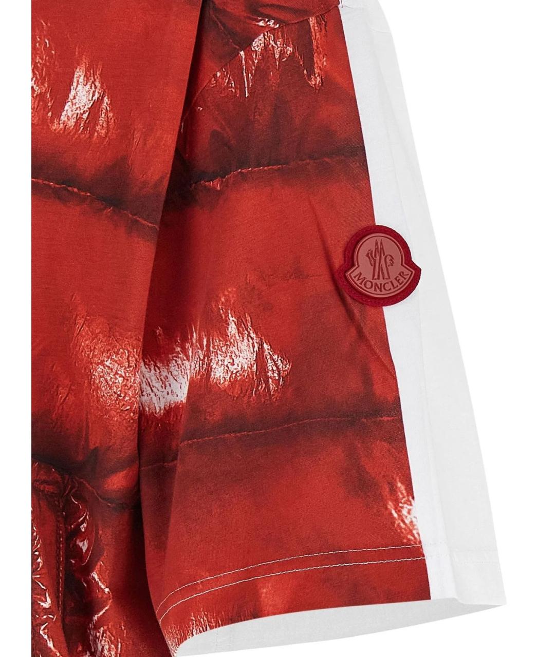 MONCLER Красная хлопковая футболка, фото 4