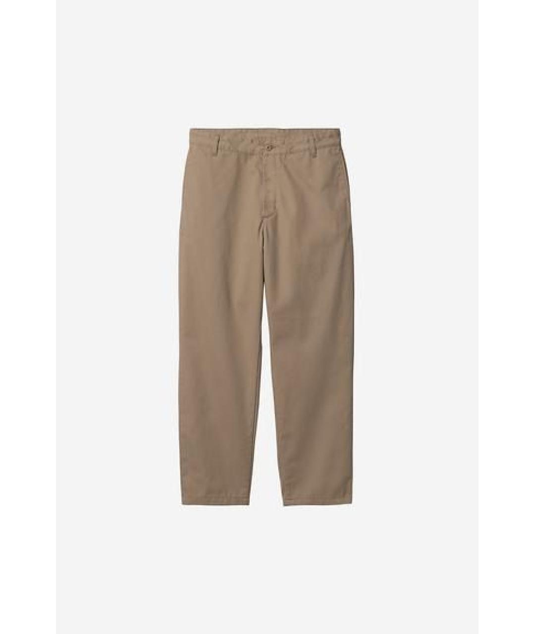 CARHARTT WIP Бежевые хлопко-эластановые повседневные брюки, фото 3