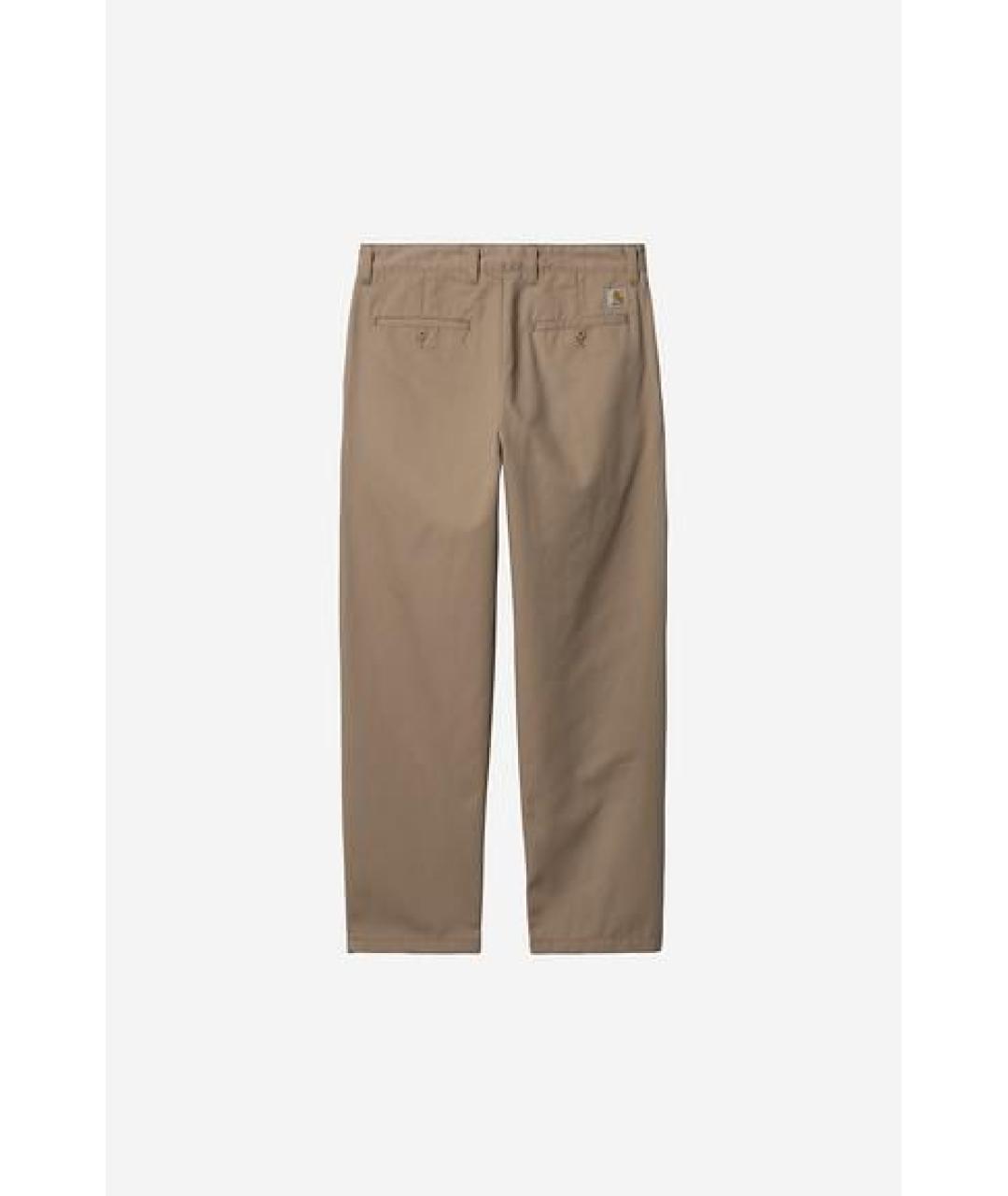 CARHARTT WIP Бежевые хлопко-эластановые повседневные брюки, фото 2