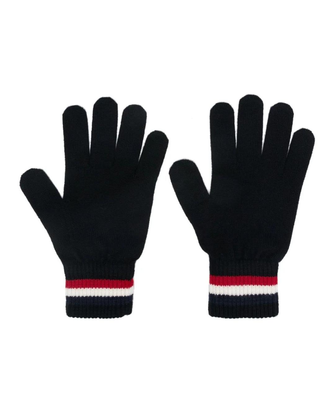 MONCLER Синие шерстяные перчатки, фото 1