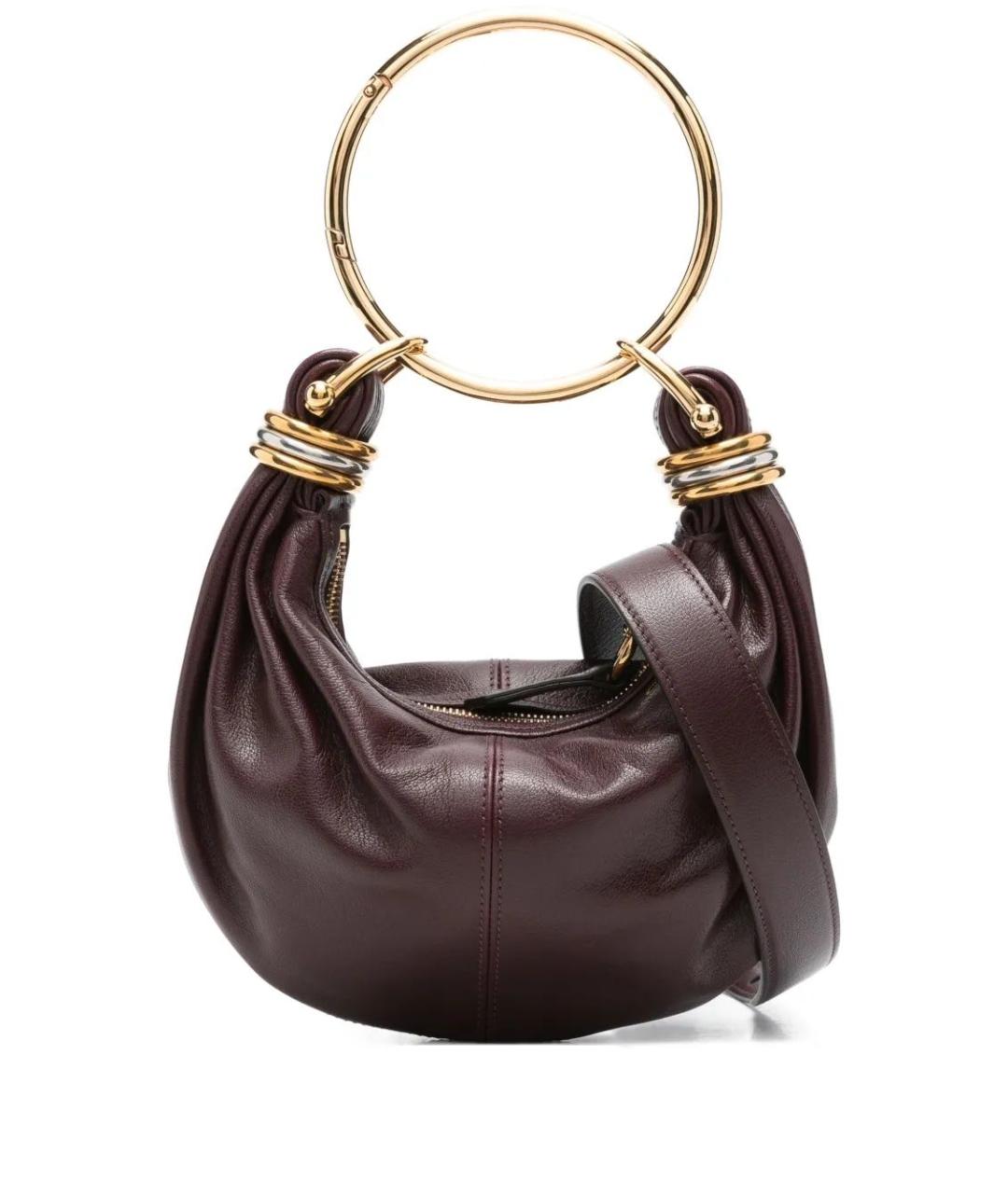 CHLOE Бордовая кожаная сумка с короткими ручками, фото 1