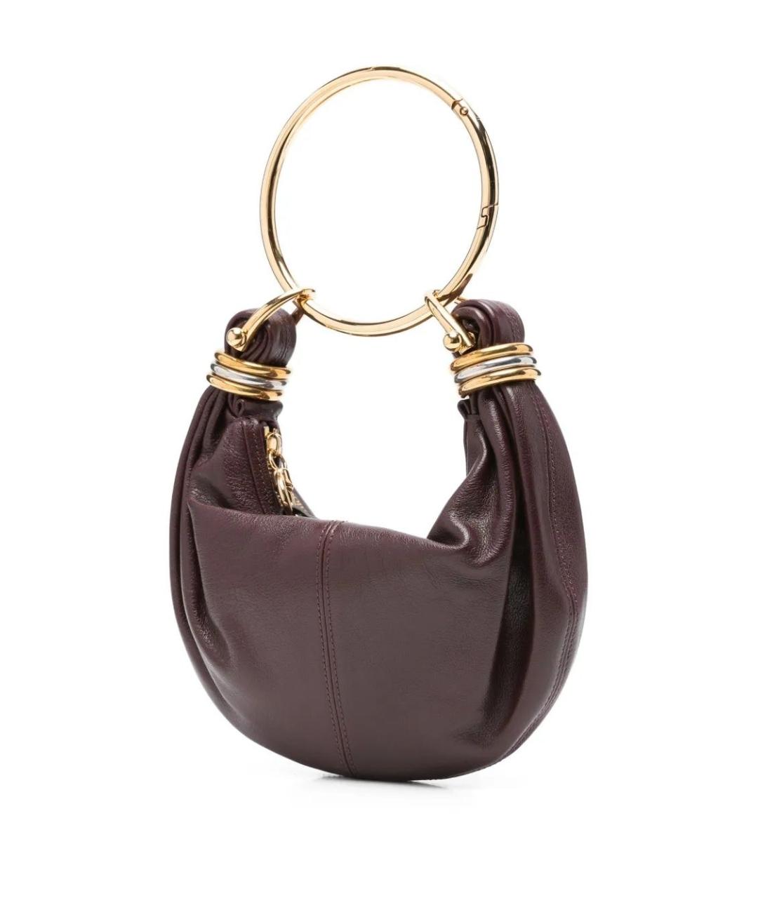CHLOE Бордовая кожаная сумка с короткими ручками, фото 3