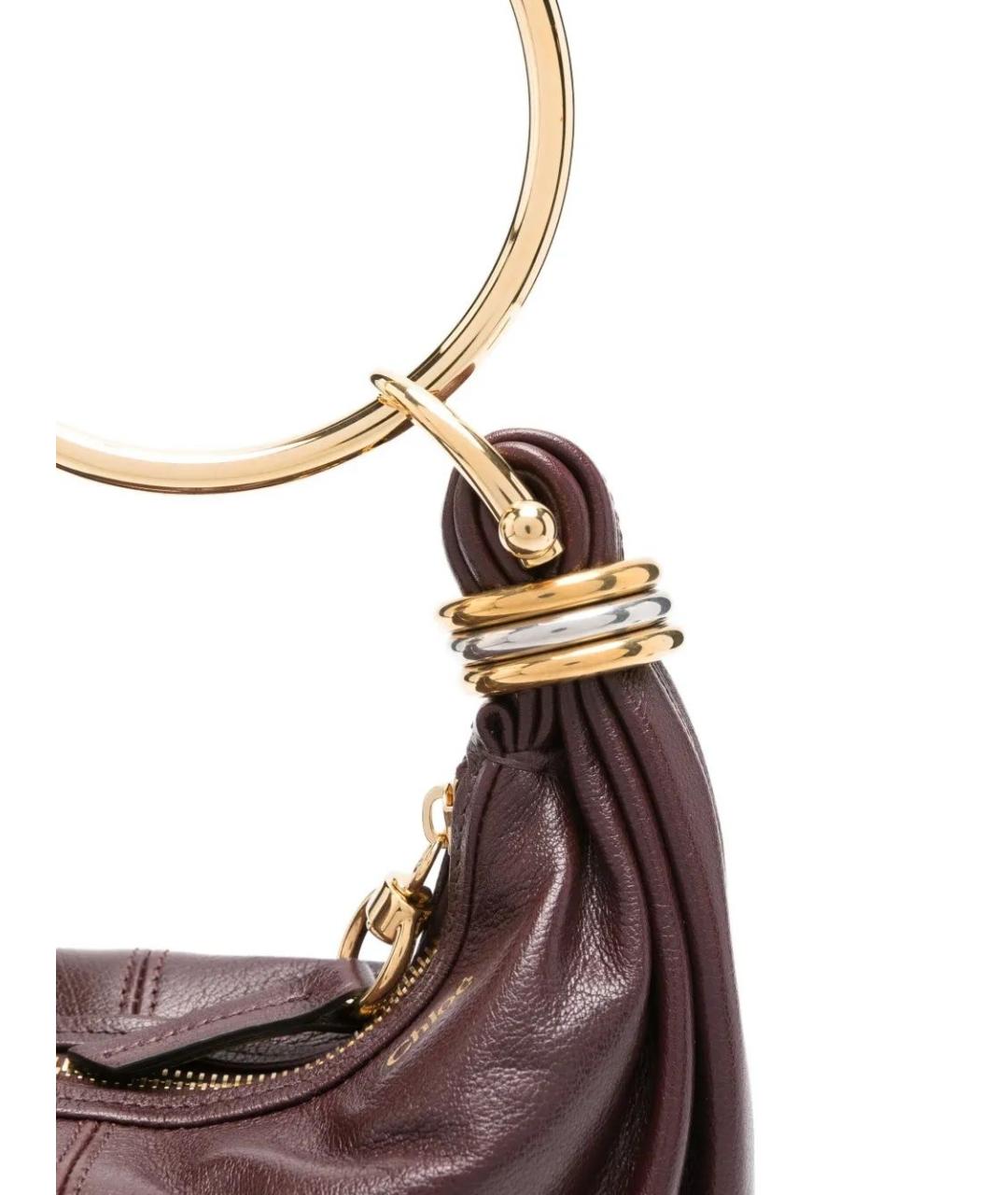 CHLOE Бордовая кожаная сумка с короткими ручками, фото 4