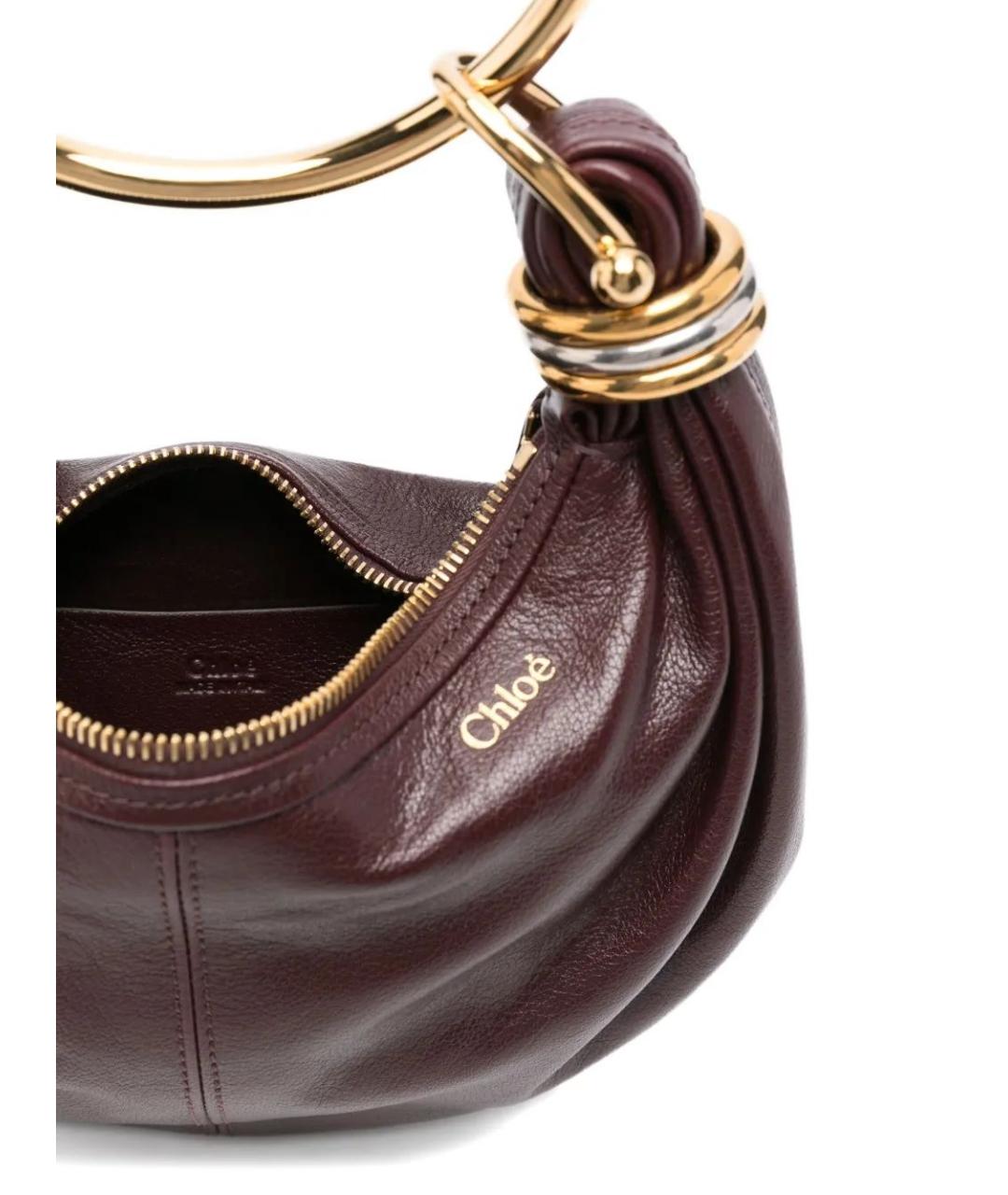 CHLOE Бордовая кожаная сумка с короткими ручками, фото 5
